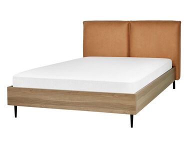 Bett mit Lattenrost Kunstleder LIMANTON 140 x 200 cm Goldbraun