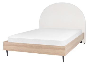 Bett mit Lattenrost Stoff MILLAY 140 x 200 cm Cremeweiß