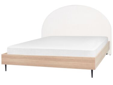 Bett mit Lattenrost Stoff MILLAY 180 x 200 cm Cremeweiß