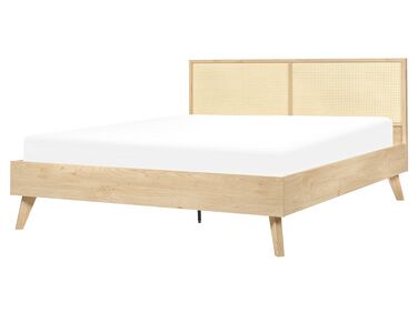 Bett mit Lattenrost Rattan MONPAZIER 160 x 200 cm Hellbraun