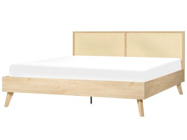 Bett mit Lattenrost Rattan MONPAZIER 180 x 200 cm Hellbraun
