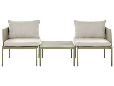 Lounge Set mit Tisch 2-Sitzer TERRACINA Olivgrün Metall