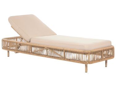 Sonnenliege mit Kissen OSINI mit Relaxfunktion Polyrattan Beige