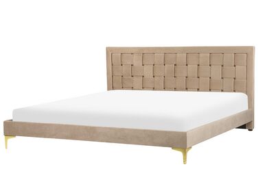 Bett mit Lattenrost Samtstoff LIMOUX 180 x 200 cm Taupe