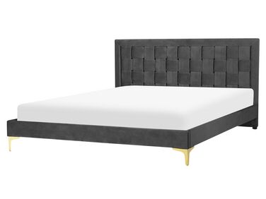 Bett mit Lattenrost Samtstoff LIMOUX 160 x 200 cm Schwarz
