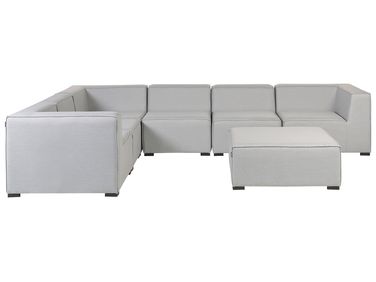 Garten Ecksofa mit Ottomane 7-Sitzer AREZZO rechtsseitig Hellgrau modular