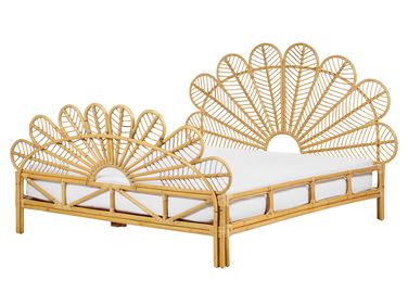 Bett mit Lattenrost Rattan FLORENTINE 160 x 200 cm Hellbraun