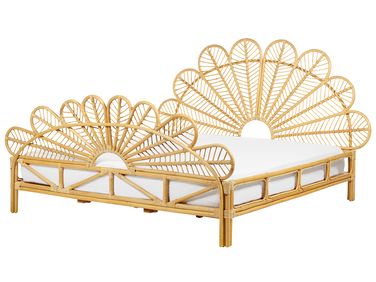 Bett mit Lattenrost Rattan FLORENTINE 180 x 200 cm Hellbraun