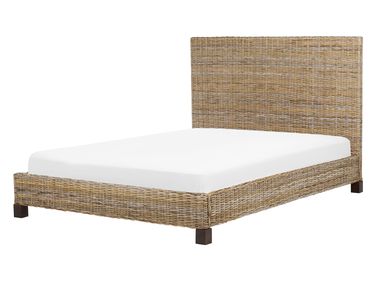 Bett mit Lattenrost Rattan SALBRIS 140 x 200 cm Naturfarben
