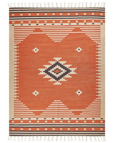 Rug GAVAR Orange 160 x 230 cm Cotton Kilim