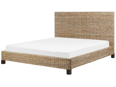 Bett mit Lattenrost Rattan SALBRIS 180 x 200 cm Naturfarben