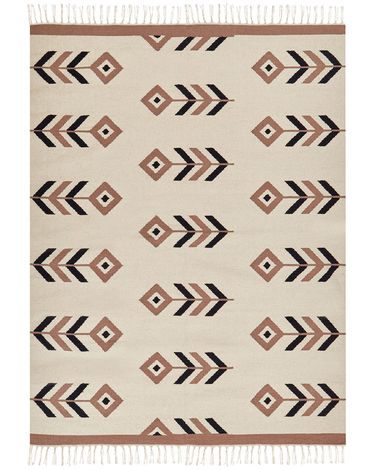Rug NIAVAN Beige 200 x 300 cm Cotton Kilim