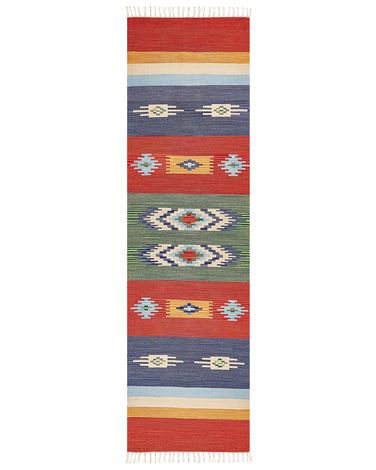 Teppich KAMARIS Bunt 80 x 300 cm Baumwolle Kelim