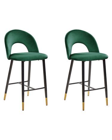 Set mit 2 Barstühlen FALTON Samtstoff Smaragdgrün