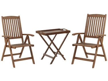 Bistro Set Folding AMANTEA Acacia Wood Dark Brown