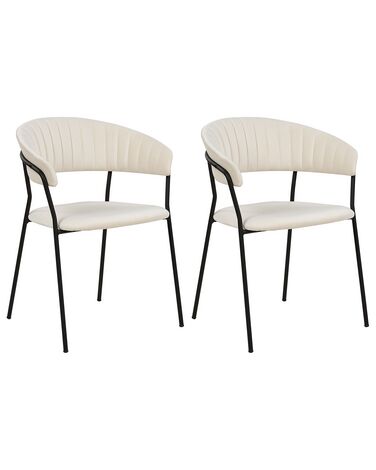Esszimmerstuhl 2er Set MARIPOSA Samtstoff Cremeweiß