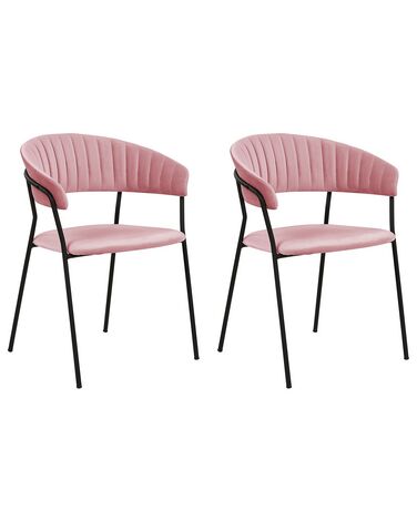 Esszimmerstuhl 2er Set MARIPOSA Samtstoff Rosa