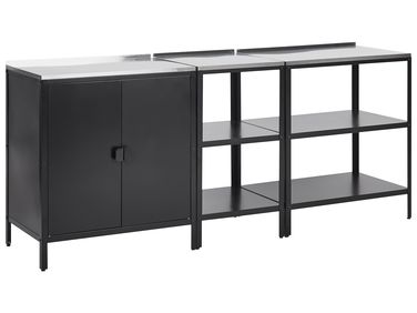 3 Piece Outdoor Kitchen Set VILAMA Black Metal