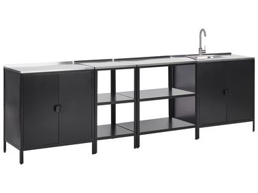 4 Piece Outdoor Kitchen Set with Sink VILAMA Black Metal