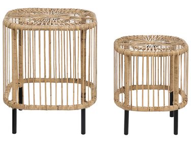 Couchtisch 2er Set CESENATICO Rattan Naturfarben
