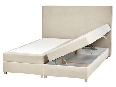 Boxspringbett mit Stauraum MINISTER Stoff Hellbeige 160 x 200 cm