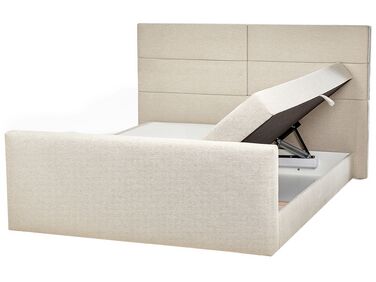 Boxspringbett mit Stauraum ARISTOCRAT Stoff Hellbeige 180 x 200 cm