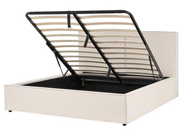 Ottoman Bed MOISSAC Fabric Beige 160 x 200 cm (EU King Size)