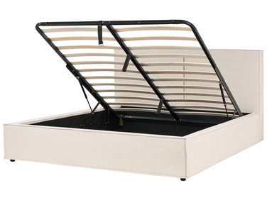 Ottoman Bed MOISSAC Fabric Beige 180 x 200 cm (EU Super King)