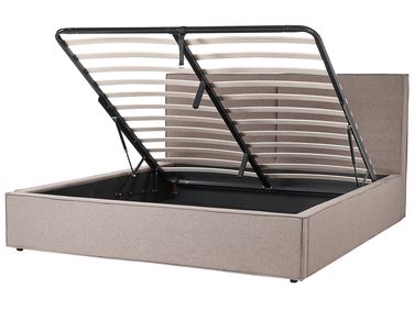 Ottoman Bed MOISSAC Fabric Taupe 180 x 200 cm (EU Super King)