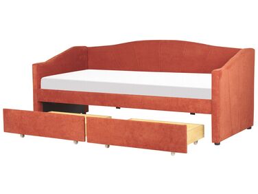 Daybed with Storage VITTEL Fabric Red 90 x 200 cm (EU Single)