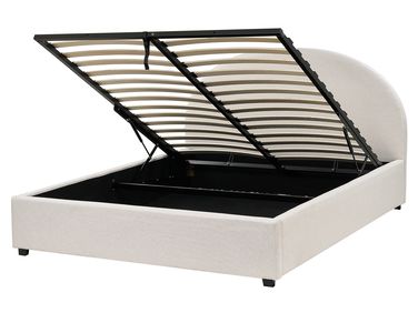 Ottoman Bed VAUCLUSE Fabric Light Beige 160 x 200 cm (EU King Size)