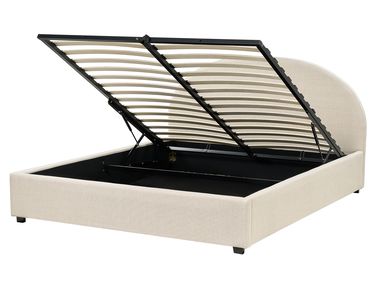 Ottoman Bed VAUCLUSE Fabric Sand Beige 160 x 200 cm (EU King Size)