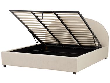 Ottoman Bed VAUCLUSE Fabric Sand Beige 180 x 200 cm (EU Super King)