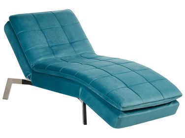 Chaiselongue LOIRET Samtstoff Blaugrün