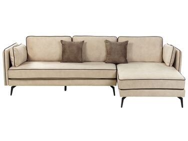 Ecksofa 3-Sitzer ALTAN Samtstoff Beige linksseitig