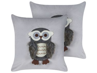 Dekokissen 2er Set OPHRYS Samtstoff 45 x 45 cm Grau