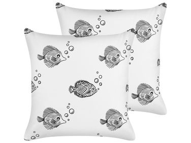 Dekokissen 2er Set TWEEDIA Baumwolle 45 x 45 cm Weiß