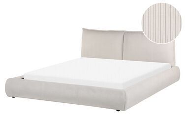 Bed Corduroy VINAY 160 x 200 cm (EU King Size) Light Beige
