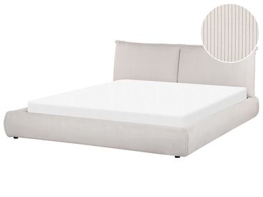 Bed Corduroy VINAY 180 x 200 cm (EU Super King) Light Beige