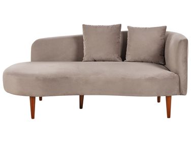 Rechtsseitige Chaiselongue CHAUMONT Samtstoff Taupe