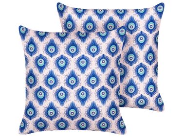 Gartenkissen 2er Set CERIANA Tiermuster 45 x 45 cm Blau