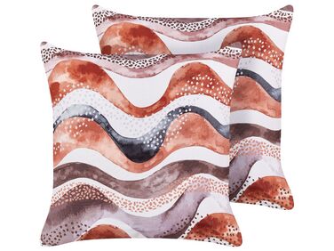 Gartenkissen 2er Set SEBORGA Abstraktes Muster 45 x 45 cm Braun