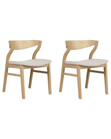 Esszimmerstuhl 2er Set MAROA Holz Beige