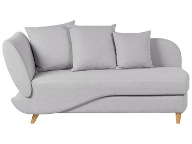 Linksseitige Chaiselongue MERI Kunstleinen Hellgrau mit Stauraum