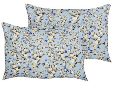 Gartenkissen 2er Set VALLORIA Blumenmuster 40 x 60 cm Blau