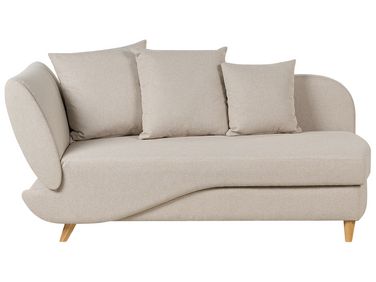 Linksseitige Chaiselongue MERI Kunstleinen Beige mit Stauraum