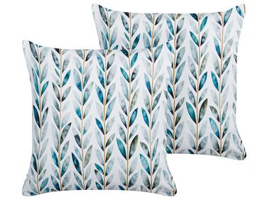 Gartenkissen 2er Set LOANO Pflanzenmuster 45 x 45 cm Grün
