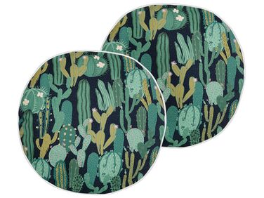 Gartenkissen 2er Set BUSSANA Pflanzenmuster 40 x 40 cm Grün