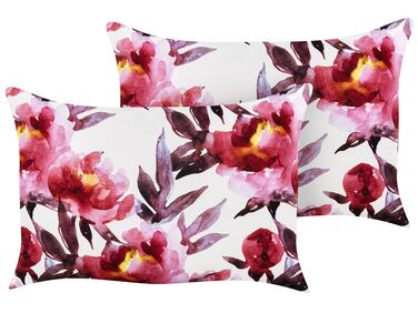 Gartenkissen 2er Set LANROSSO Blumenmuster 40 x 60 cm Rosa