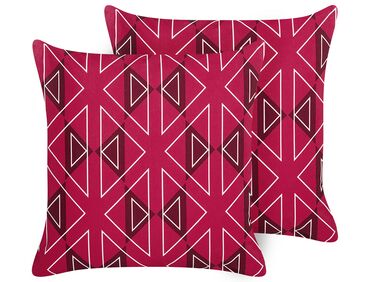 Gartenkissen 2er Set MEZZANO Geometrisches Muster 45 x 45 cm Rosa